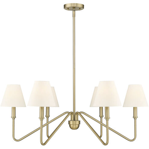 Kennedy 6 Light 34.63 inch Brushed Champagne Bronze Chandelier Ceiling Light in Ivory Linen